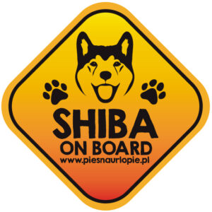 Naklejka na samochód z psem rasowym (shiba inu) idealna dla właściciela, który lubi podróżować z psem i dba o jego bezpieczeństwo. Na prezent dla miłośnika zwierząt czy jako gadżet dla wielbiciela psów.