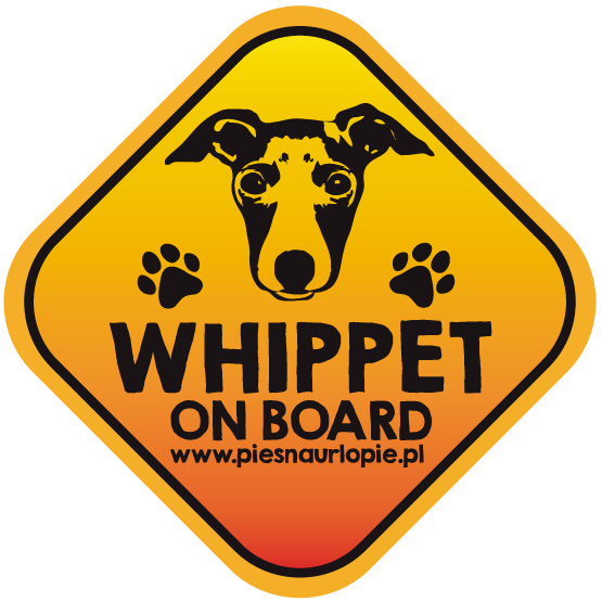 Naklejka na samochód z psem rasowym (whippet) idealna dla właściciela, który lubi podróżować z psem i dba o jego bezpieczeństwo. Na prezent dla miłośnika zwierząt czy jako gadżet dla wielbiciela psów.