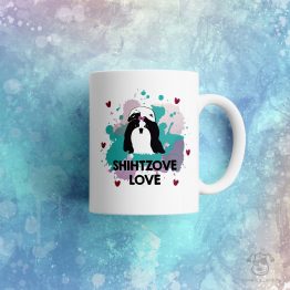 Kubek "Shihtzove love" idealny dla właściciela psa rasowego (shih tzu) do pracy, do domu i w podróż. Na prezent dla miłośnika zwierząt czy jako gadżet dla wielbiciela psów.