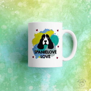 Kubek "Spanielove love" idealny dla właściciela psa rasowego (spaniel) do pracy, do domu i w podróż. Na prezent dla miłośnika zwierząt czy jako gadżet dla wielbiciela psów.