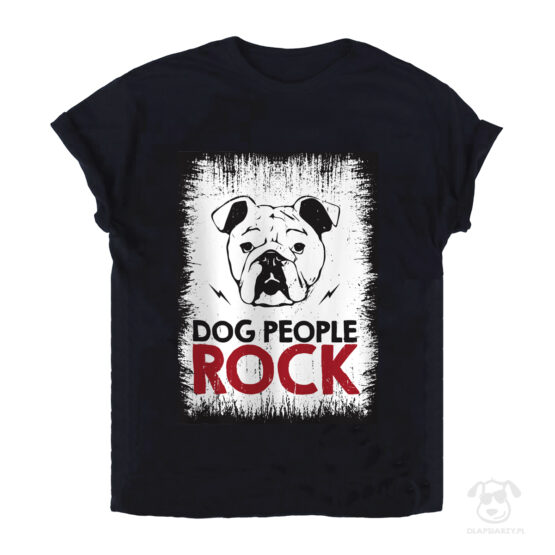 Koszulka z buldogiem angielskim - dog people rock