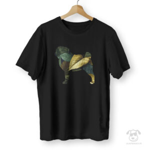 Koszulka z mopsem ukrytym w liściach
